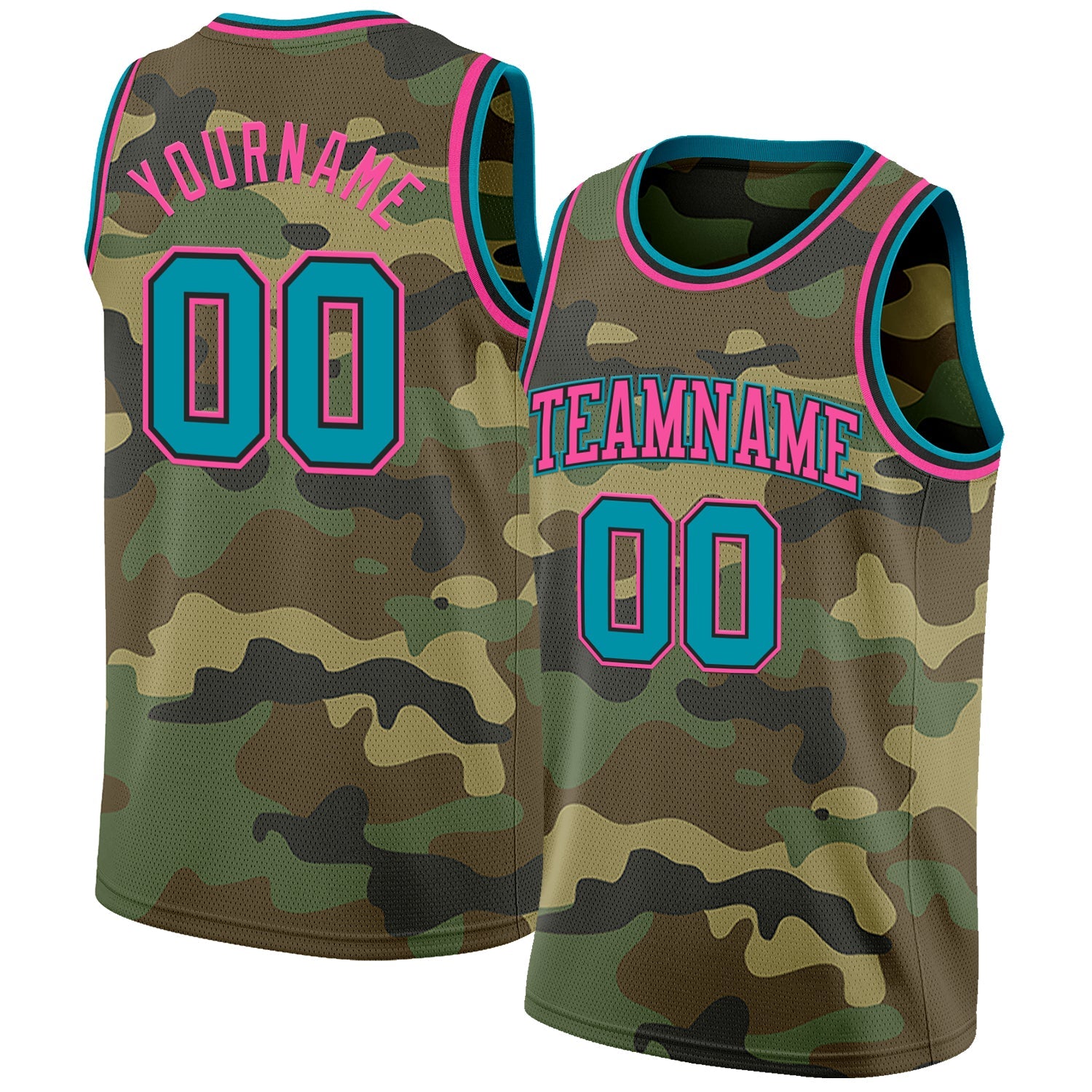 Custom Camo Teal Black-Pink Authentic Salute To Service Basketball Jersey - Sky-Custom