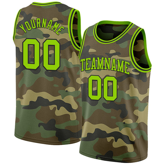 Custom Camo Neon Green-Black Authentic Salute To Service Basketball Jersey - Sky-Custom