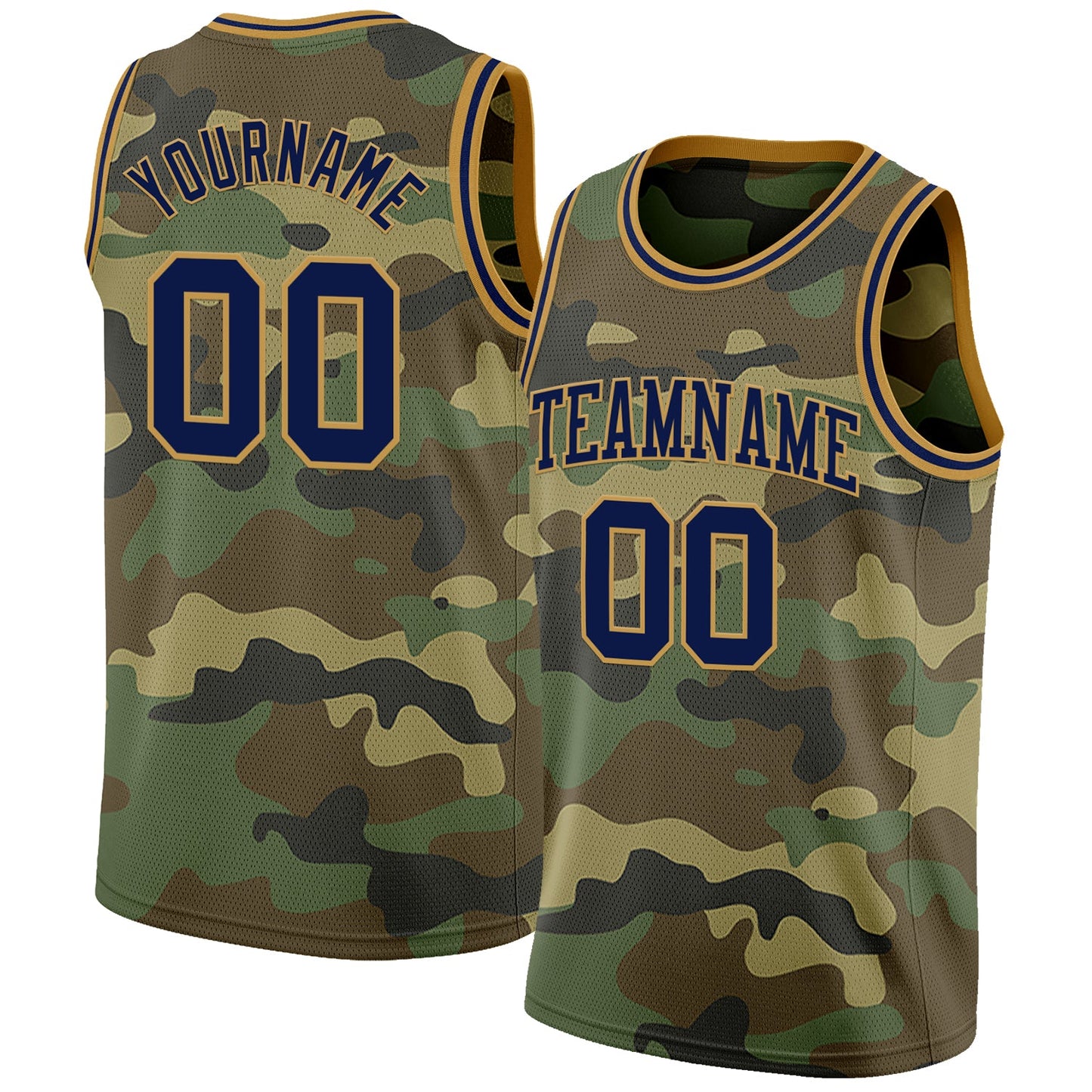Custom Camo Navy-Old Gold Authentic Salute To Service Basketball Jersey - Sky-Custom