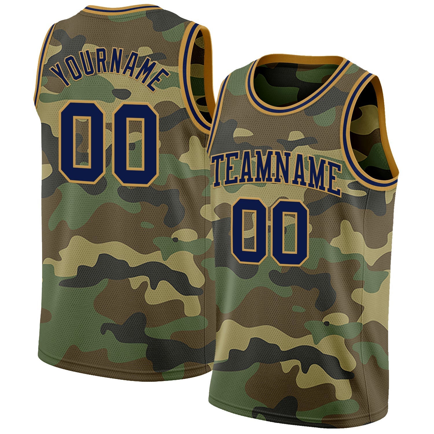 Custom Camo Navy-Old Gold Authentic Salute To Service Basketball Jersey - Sky-Custom
