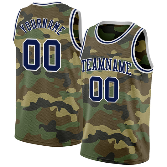 Custom Camo Navy-White Authentic Salute To Service Basketball Jersey - Sky-Custom