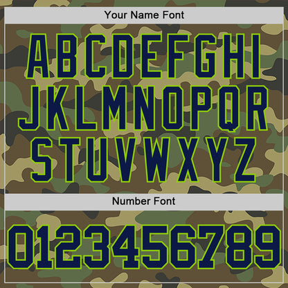 Custom Camo Navy-Neon Green Authentic Salute To Service Basketball Jersey - Sky-Custom