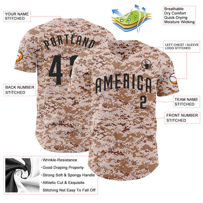Custom Camo Black Authentic Salute To Service Baseball Jersey - Sky-Custom
