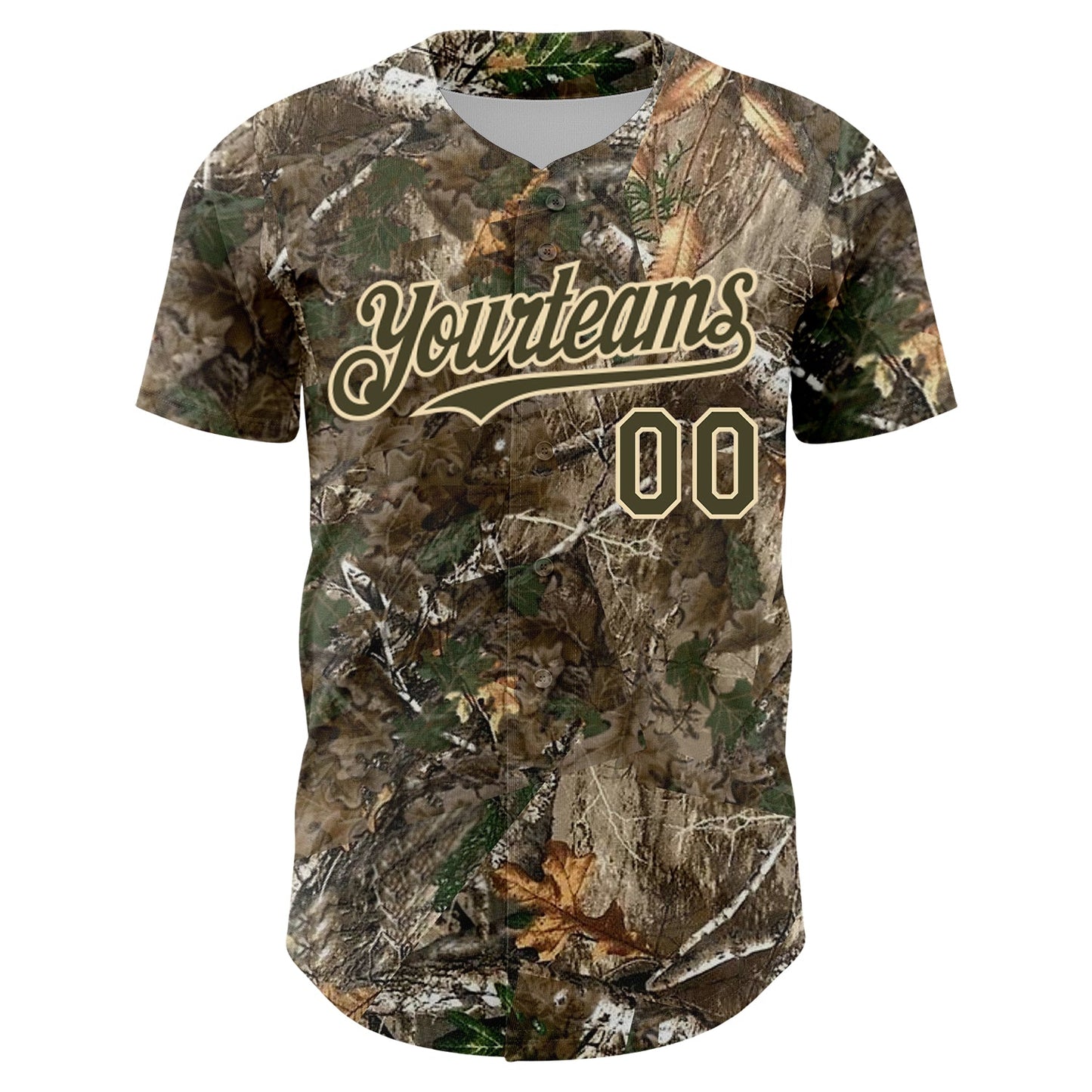 Custom Camo Olive-Cream 3D Woodland Camo Authentic Salute To Service Baseball Jersey - Sky-Custom