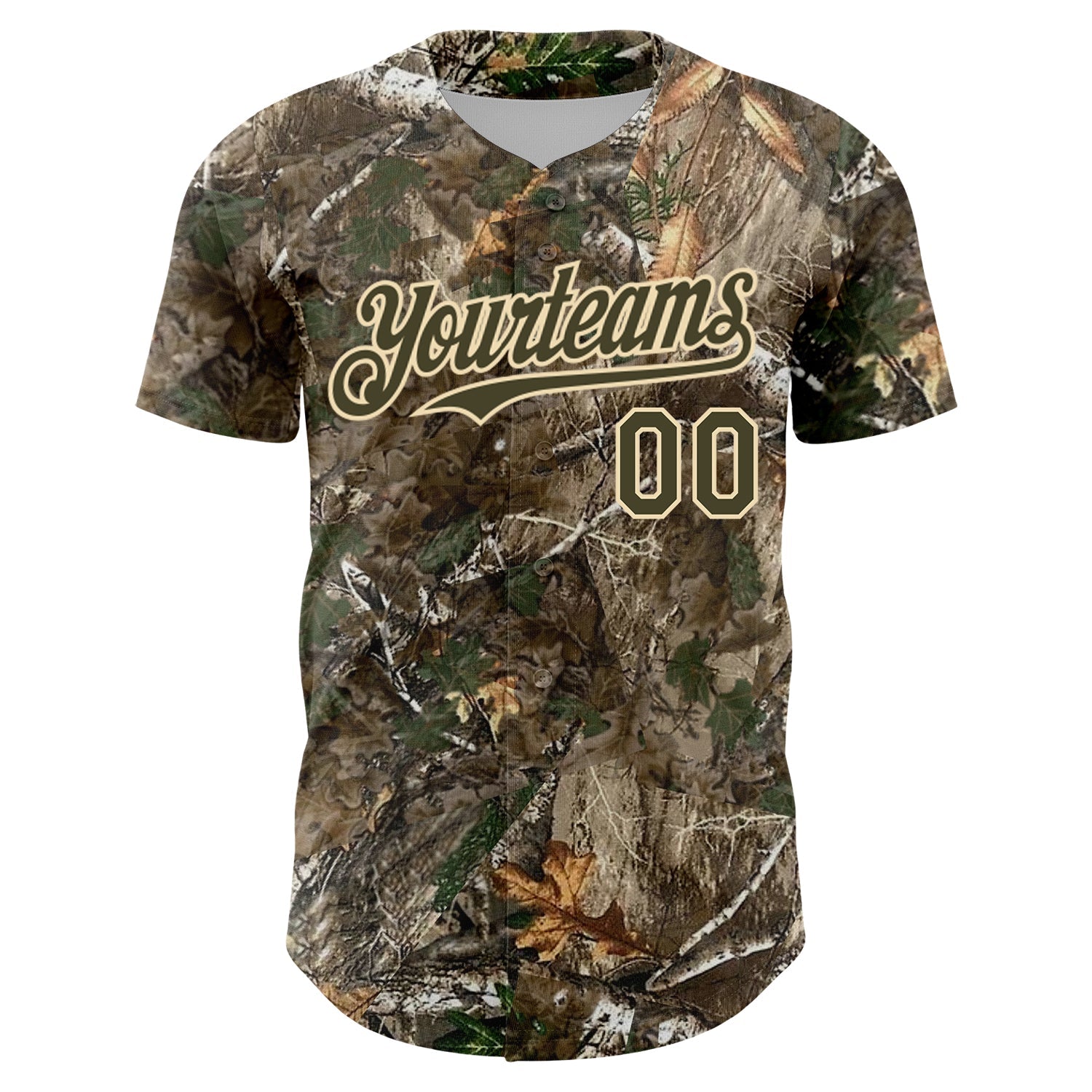 Custom Camo Olive-Cream 3D Woodland Camo Authentic Salute To Service Baseball Jersey - Sky-Custom