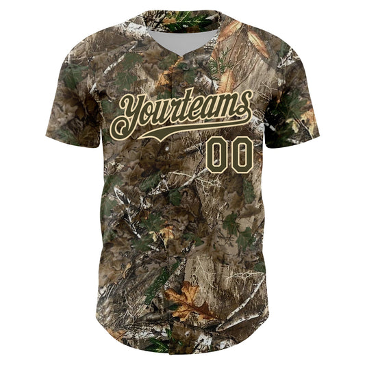 Custom Camo Olive-Cream 3D Woodland Camo Authentic Salute To Service Baseball Jersey - Sky-Custom