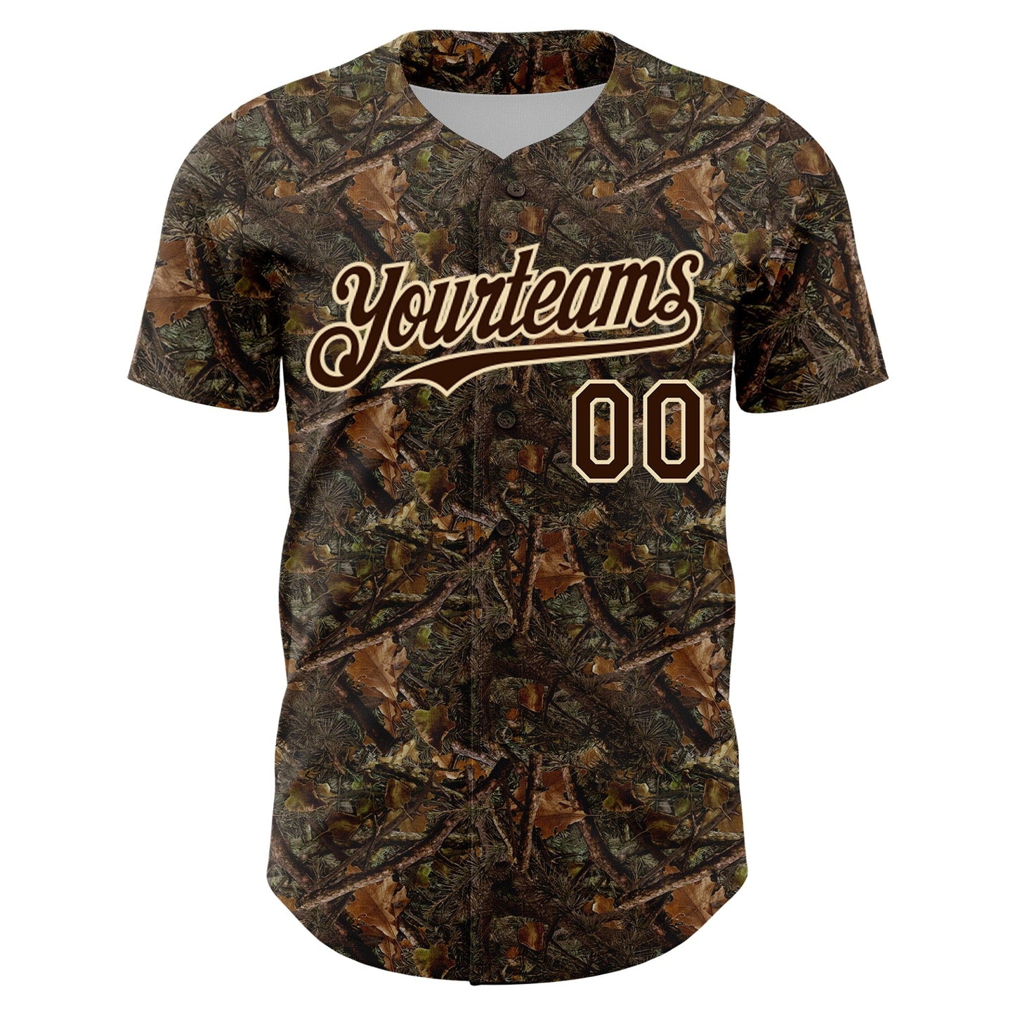 Custom Camo Brown-Cream 3D Woodland Camo Authentic Salute To Service Baseball Jersey - Sky-Custom