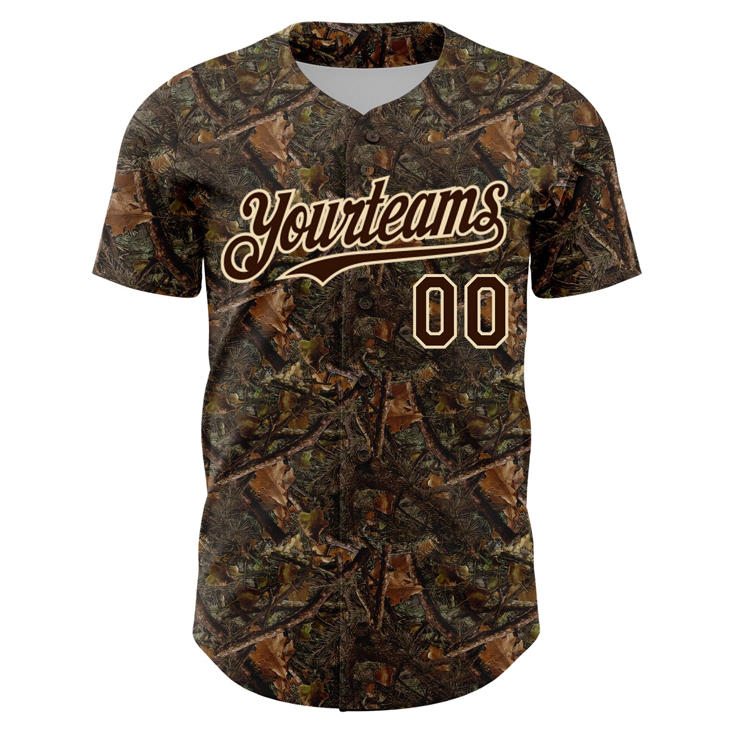Custom Camo Brown-Cream 3D Woodland Camo Authentic Salute To Service Baseball Jersey - Sky-Custom