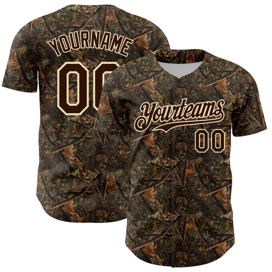 Custom Camo Brown-Cream 3D Woodland Camo Authentic Salute To Service Baseball Jersey - Sky-Custom