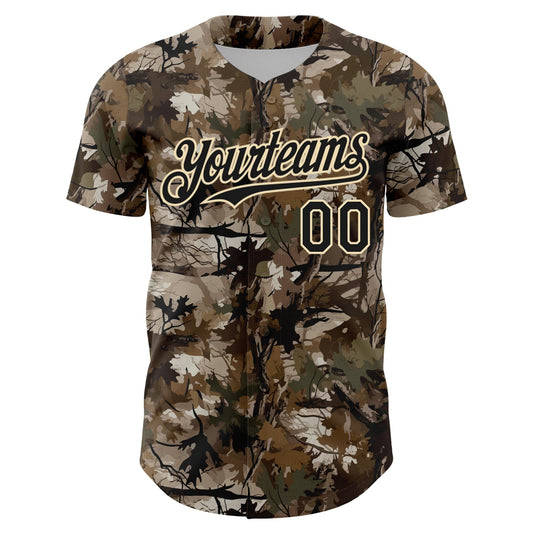 Custom Camo Black-Cream 3D Woodland Camo Authentic Salute To Service Baseball Jersey - Sky-Custom
