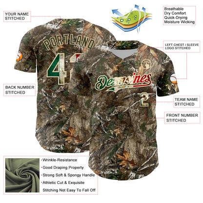 Custom Camo Vintage Mexican Flag-Cream 3D Woodland Camo Authentic Salute To Service Baseball Jersey - Sky-Custom