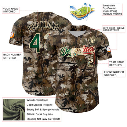 Custom Camo Vintage Mexican Flag-Cream 3D Woodland Camo Authentic Salute To Service Baseball Jersey - Sky-Custom