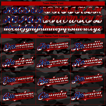 Custom Camo USA Flag Black-Red 3D Authentic Salute To Service Baseball Jersey - Sky-Custom