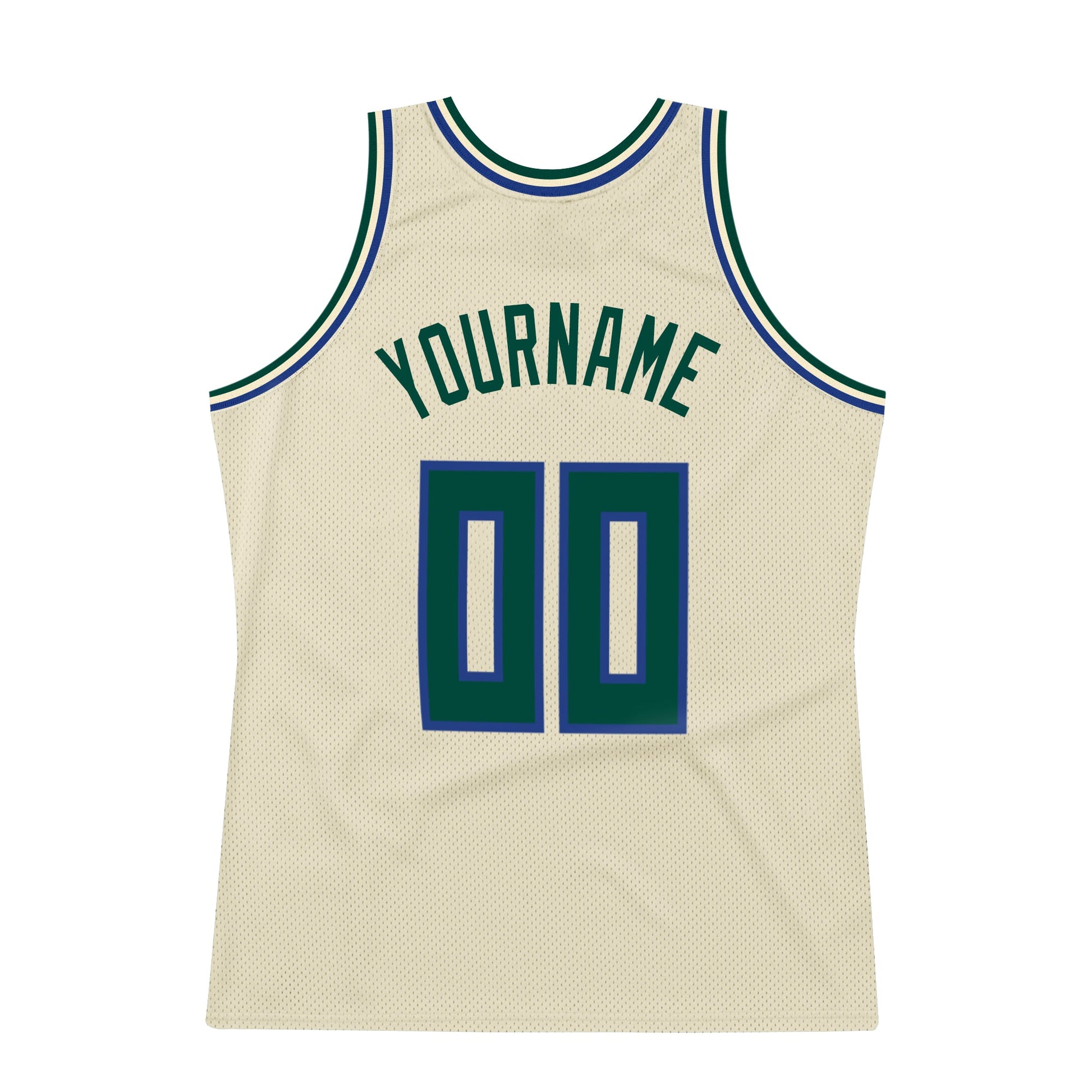 Custom Cream Hunter Green-Royal Authentic Throwback Basketball Jersey - Sky-Custom