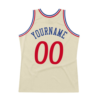 Custom Cream Red-Royal Authentic Throwback Basketball Jersey - Sky-Custom