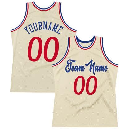 Custom Cream Red-Royal Authentic Throwback Basketball Jersey - Sky-Custom