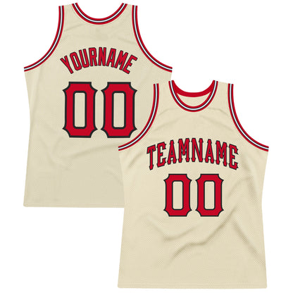 Custom Cream Red-Black Authentic Throwback Basketball Jersey - Sky-Custom