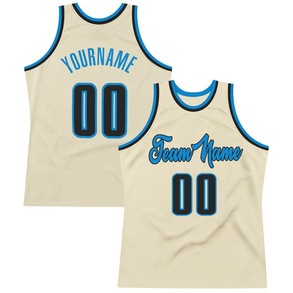 Custom Cream Black-Blue Authentic Throwback Basketball Jersey - Sky-Custom