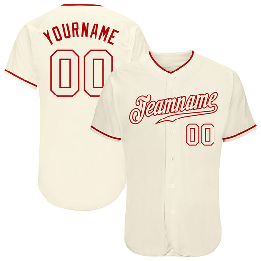 Custom Cream Cream-Red Authentic Baseball Jersey - Sky-Custom