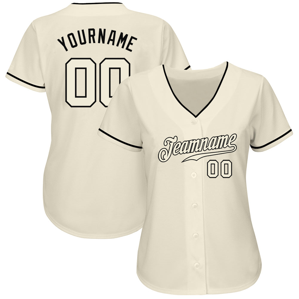 Custom Cream Cream-Black Authentic Baseball Jersey - Sky-Custom