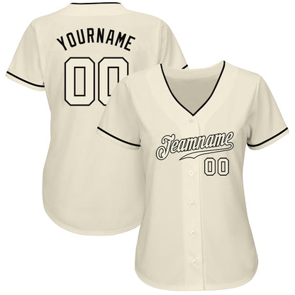 Custom Cream Cream-Black Authentic Baseball Jersey - Sky-Custom