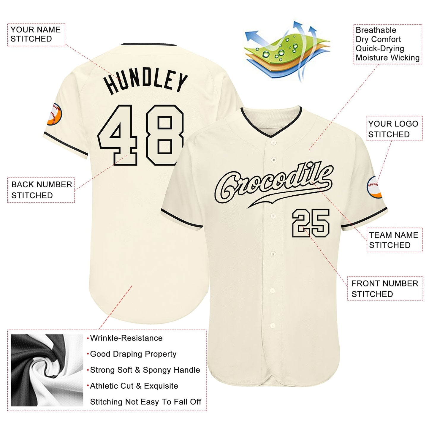 Custom Cream Cream-Black Authentic Baseball Jersey - Sky-Custom