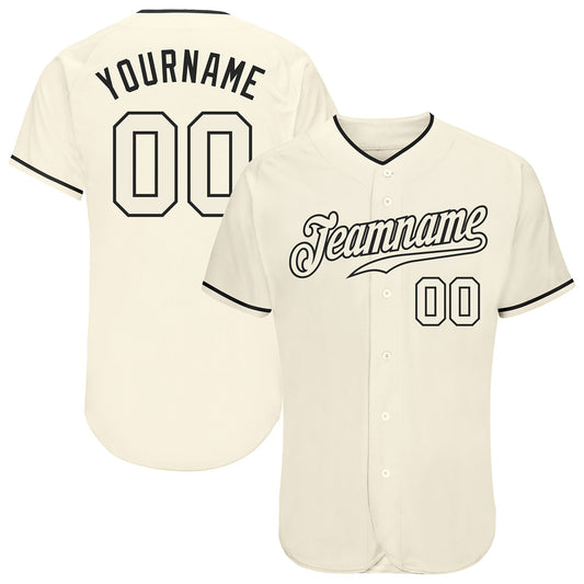 Custom Cream Cream-Black Authentic Baseball Jersey - Sky-Custom