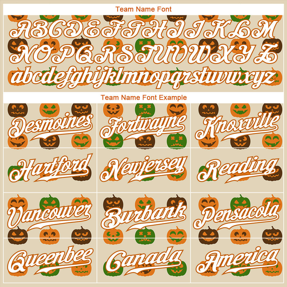 Custom Cream White-Texas Orange 3D Pattern Design Halloween Pumpkins Authentic Baseball Jersey - Sky-Custom