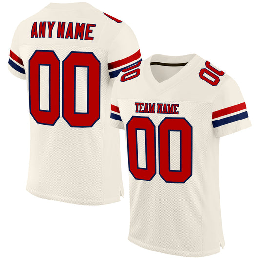 Custom Cream Red-Navy Mesh Authentic Football Jersey - Sky-Custom