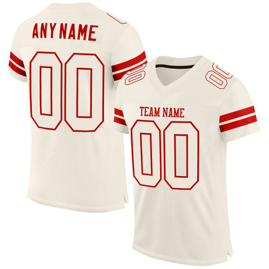 Custom Cream Cream-Red Mesh Authentic Football Jersey - Sky-Custom