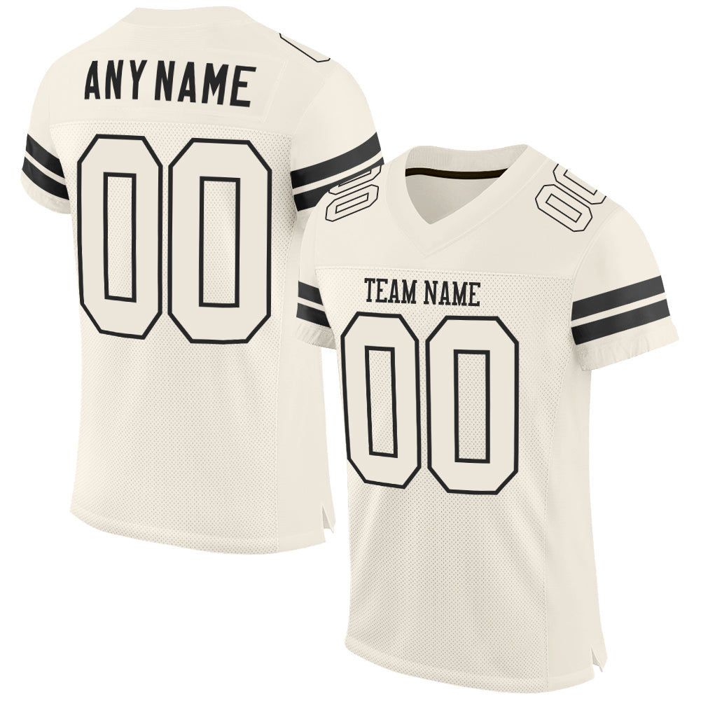 Custom Cream Cream-Black Mesh Authentic Football Jersey - Sky-Custom