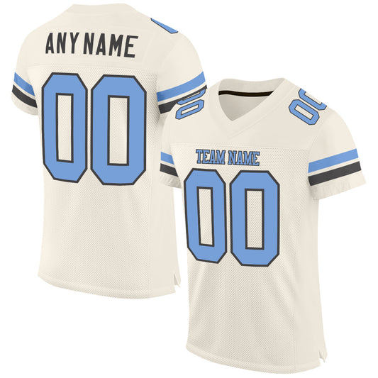 Custom Cream Light Blue-Steel Gray Mesh Authentic Football Jersey - Sky-Custom