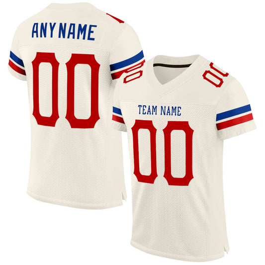 Custom Cream Red-Royal Mesh Authentic Football Jersey - Sky-Custom