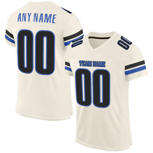 Custom Cream Blue-Black Mesh Authentic Football Jersey - Sky-Custom