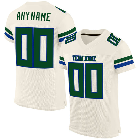 Custom Cream Green-Royal Mesh Authentic Football Jersey - Sky-Custom