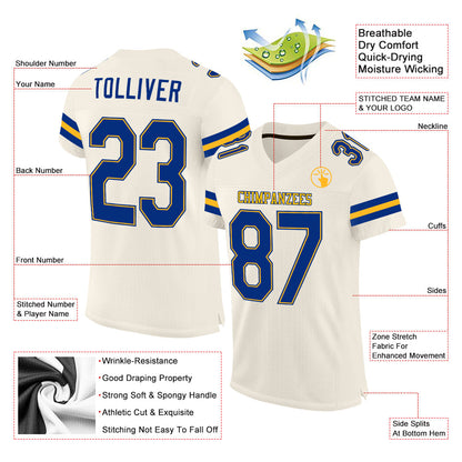 Custom Cream Royal-Gold Mesh Authentic Football Jersey - Sky-Custom