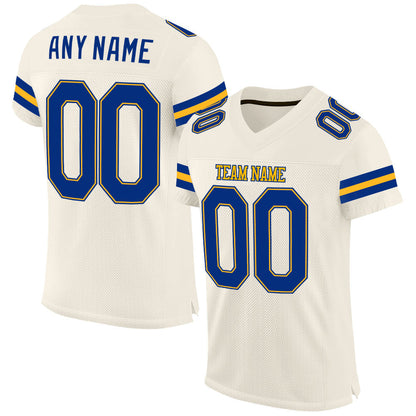Custom Cream Royal-Gold Mesh Authentic Football Jersey - Sky-Custom