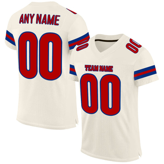 Custom Cream Red-Royal Mesh Authentic Football Jersey - Sky-Custom