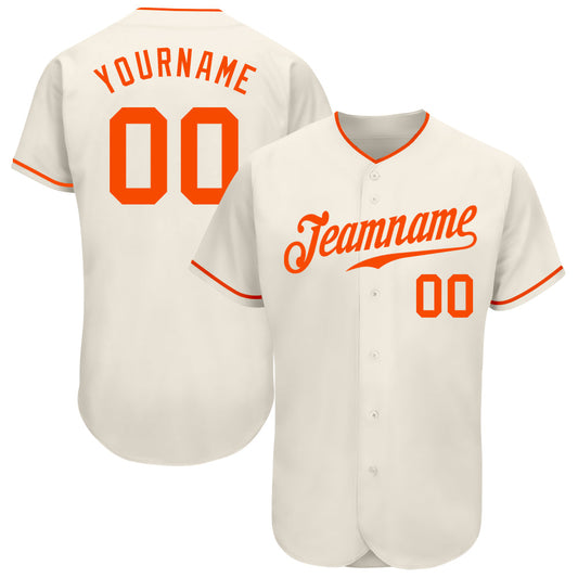 Custom Cream Orange Authentic Baseball Jersey - Sky-Custom