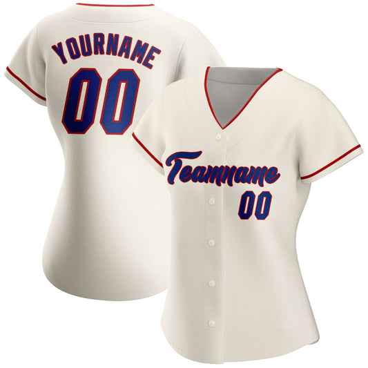 Custom Cream Royal-Red Authentic Baseball Jersey - Sky-Custom