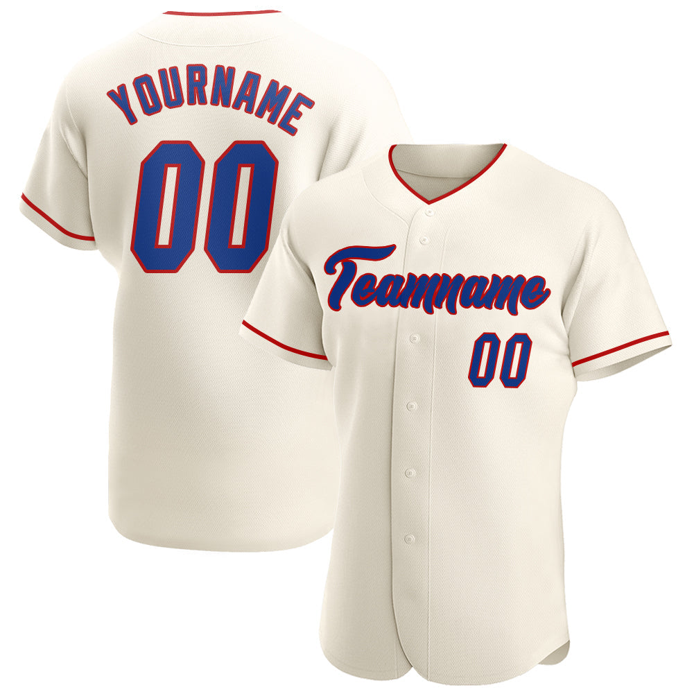 Custom Cream Royal-Red Authentic Baseball Jersey - Sky-Custom