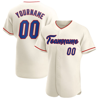Custom Cream Royal-Red Authentic Baseball Jersey - Sky-Custom