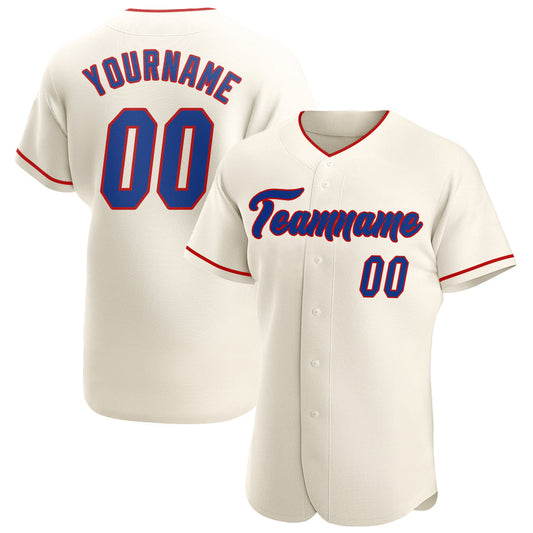 Custom Cream Royal-Red Authentic Baseball Jersey - Sky-Custom