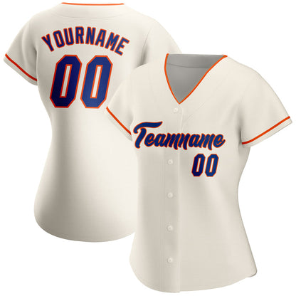 Custom Cream Royal-Orange Authentic Baseball Jersey - Sky-Custom