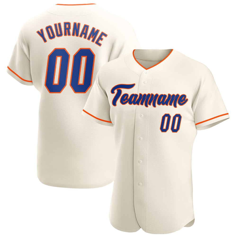 Custom Cream Royal-Orange Authentic Baseball Jersey - Sky-Custom