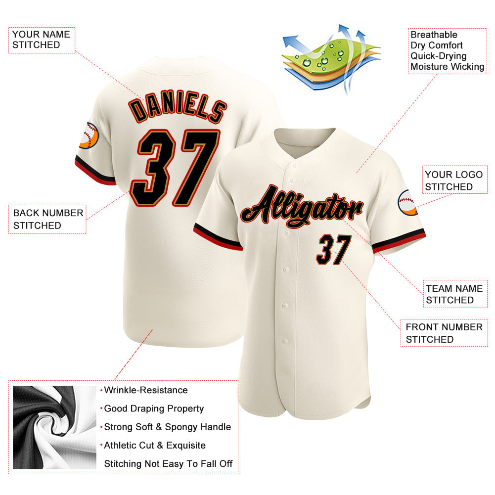 Custom Cream Black-Old Gold Authentic Baseball Jersey - Sky-Custom