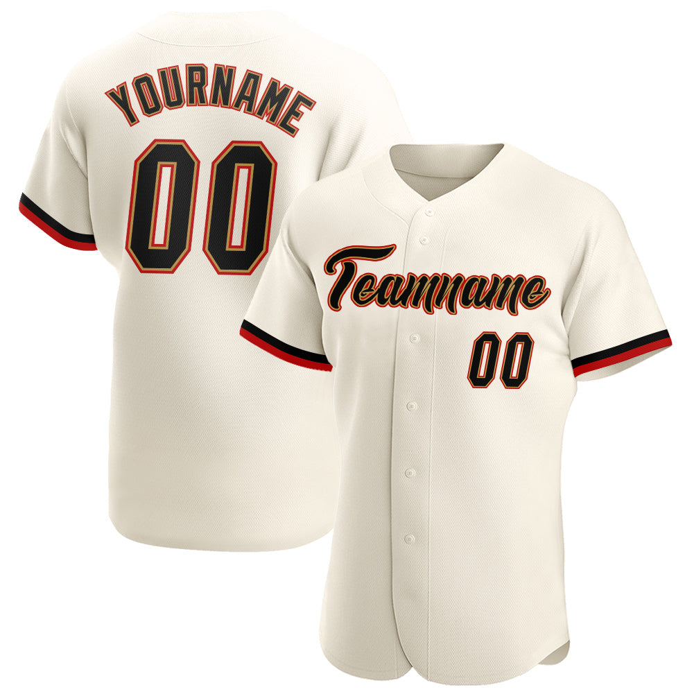 Custom Cream Black-Old Gold Authentic Baseball Jersey - Sky-Custom
