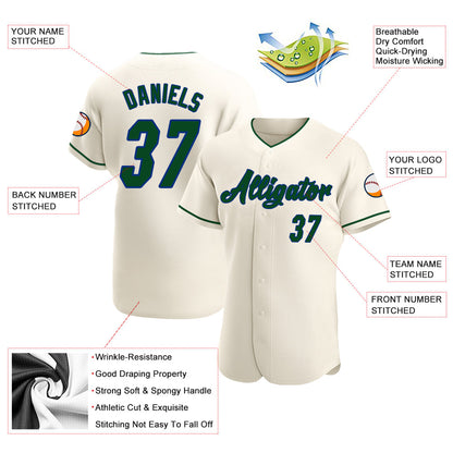 Custom Cream Green-Royal Authentic Baseball Jersey - Sky-Custom