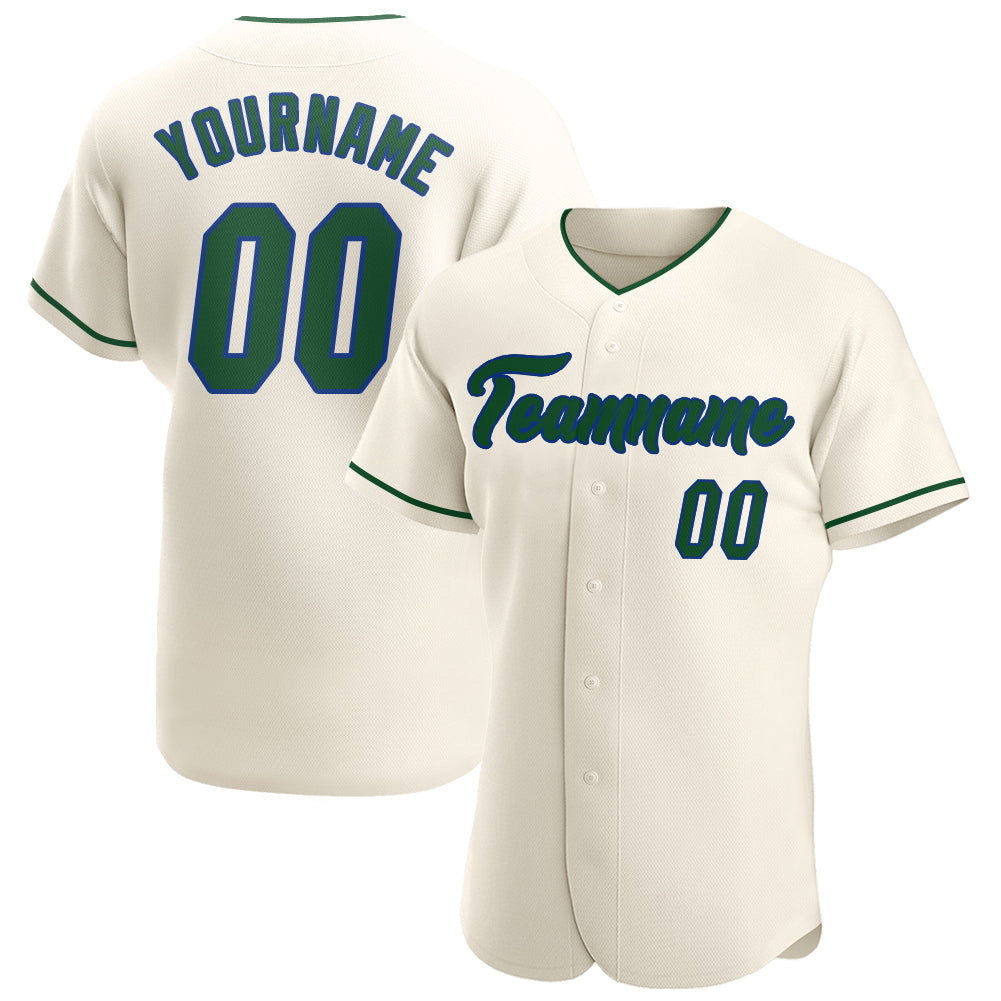 Custom Cream Green-Royal Authentic Baseball Jersey - Sky-Custom