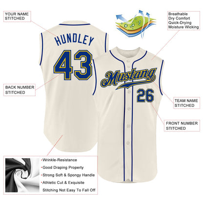Custom Cream Royal-Gold Authentic Sleeveless Baseball Jersey - Sky-Custom